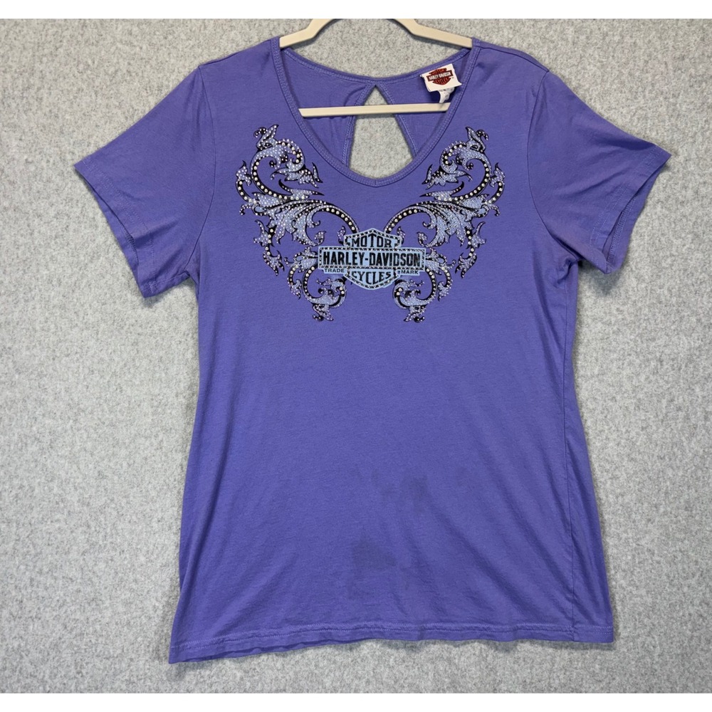 Harley-Davidson Cancun Mexico Purple Keyhole Back Graphic T-Shirt Womens 2XL
